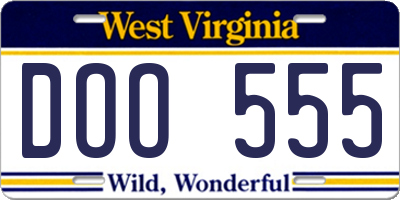 WV license plate DOO555