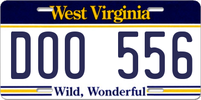 WV license plate DOO556