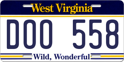 WV license plate DOO558