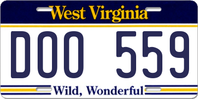 WV license plate DOO559