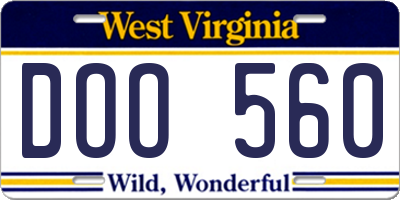 WV license plate DOO560