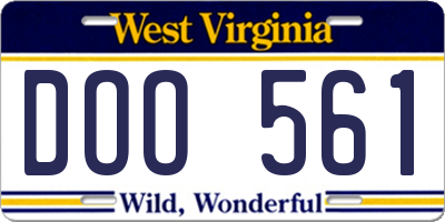 WV license plate DOO561