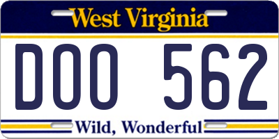 WV license plate DOO562