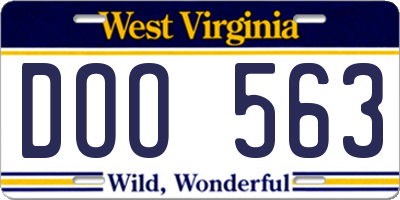 WV license plate DOO563