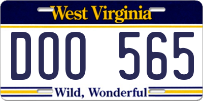 WV license plate DOO565