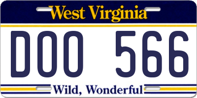 WV license plate DOO566