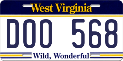 WV license plate DOO568