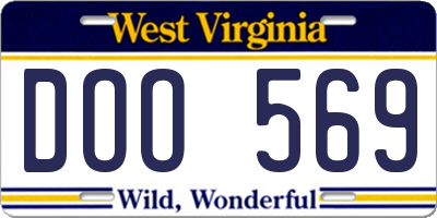 WV license plate DOO569