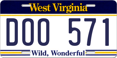 WV license plate DOO571