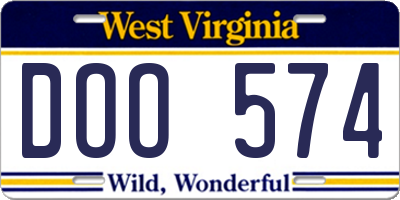 WV license plate DOO574