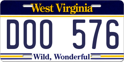 WV license plate DOO576