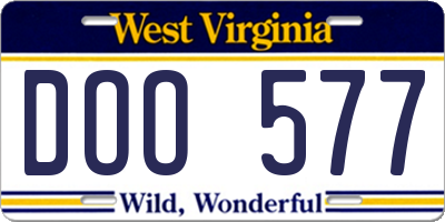 WV license plate DOO577