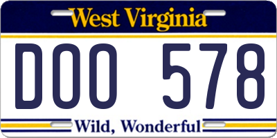 WV license plate DOO578