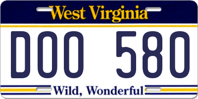 WV license plate DOO580