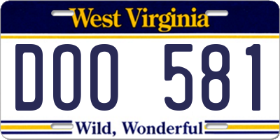 WV license plate DOO581