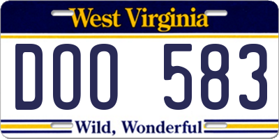 WV license plate DOO583