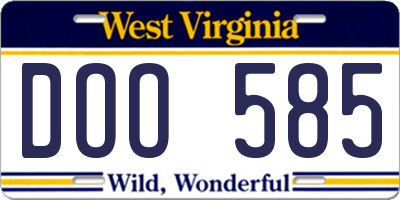 WV license plate DOO585