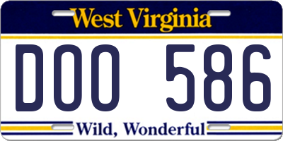 WV license plate DOO586