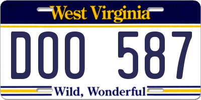 WV license plate DOO587