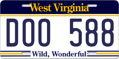 WV license plate DOO588