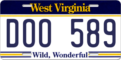 WV license plate DOO589