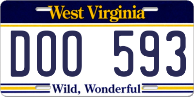 WV license plate DOO593