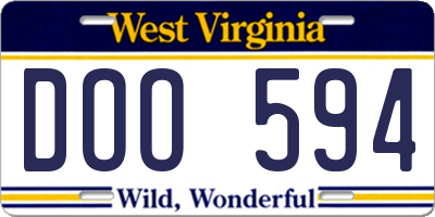 WV license plate DOO594