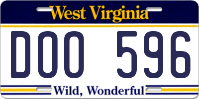 WV license plate DOO596