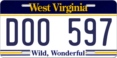 WV license plate DOO597