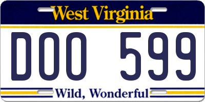 WV license plate DOO599