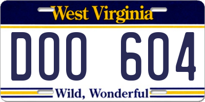 WV license plate DOO604