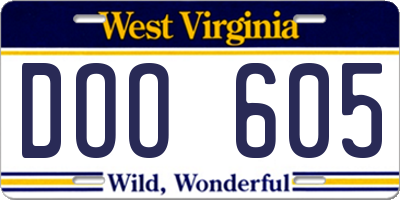 WV license plate DOO605