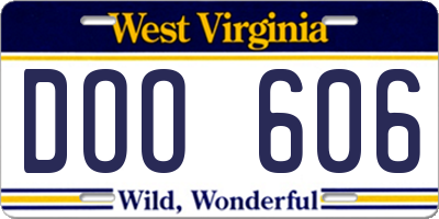 WV license plate DOO606