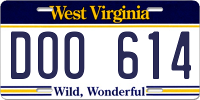 WV license plate DOO614