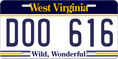 WV license plate DOO616