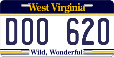 WV license plate DOO620