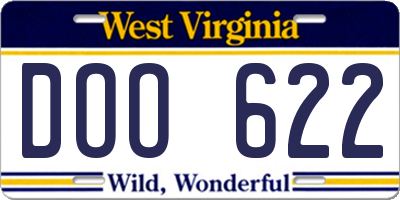 WV license plate DOO622