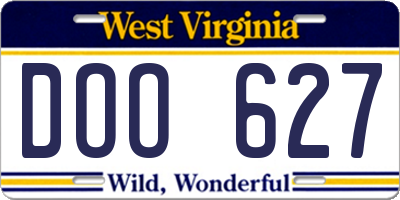 WV license plate DOO627