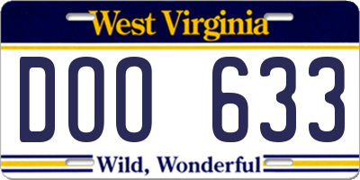 WV license plate DOO633
