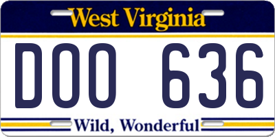 WV license plate DOO636
