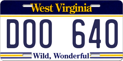 WV license plate DOO640