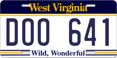 WV license plate DOO641