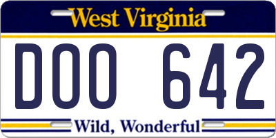 WV license plate DOO642