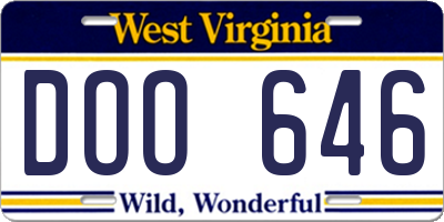 WV license plate DOO646