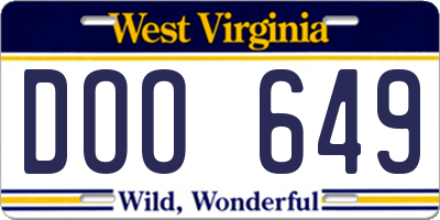 WV license plate DOO649