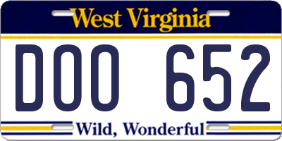 WV license plate DOO652