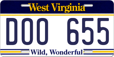 WV license plate DOO655