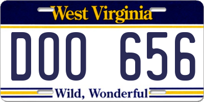 WV license plate DOO656