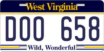 WV license plate DOO658