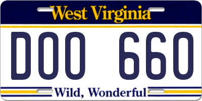 WV license plate DOO660